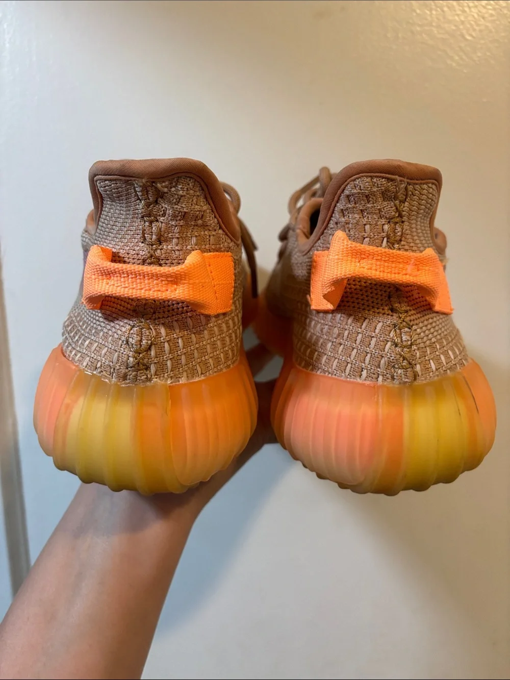 adidas Men's Knit Sneaker in Tan and Orange
